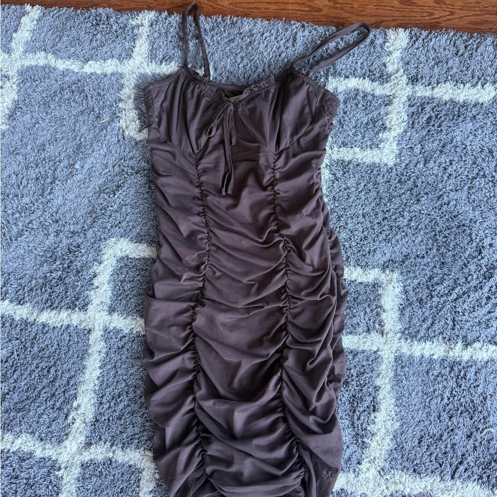 H&M Ruched Brown Dress